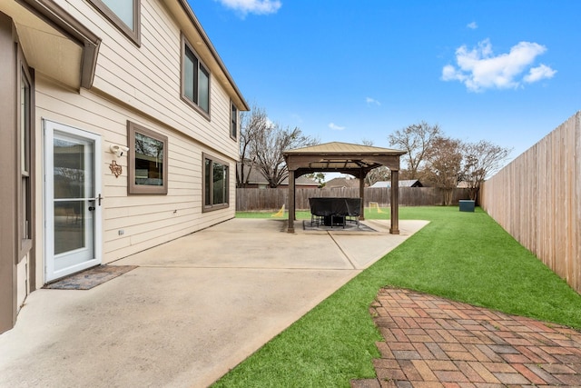 view of patio featuring a gazebo