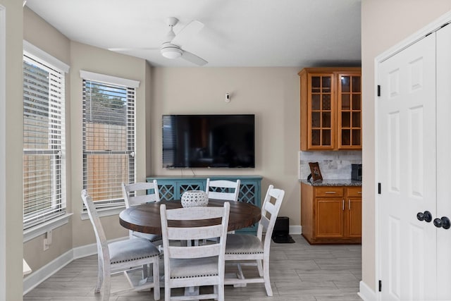 dining area featuring ceiling fan