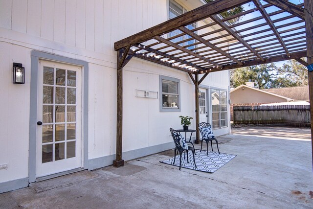 view of patio / terrace featuring a pergola