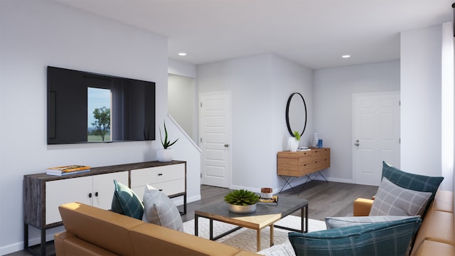 living room featuring wood-type flooring