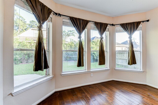 spare room featuring hardwood / wood-style flooring and a healthy amount of sunlight