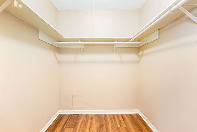 walk in closet with hardwood / wood-style flooring