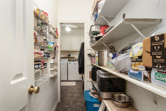 storage room with independent washer and dryer