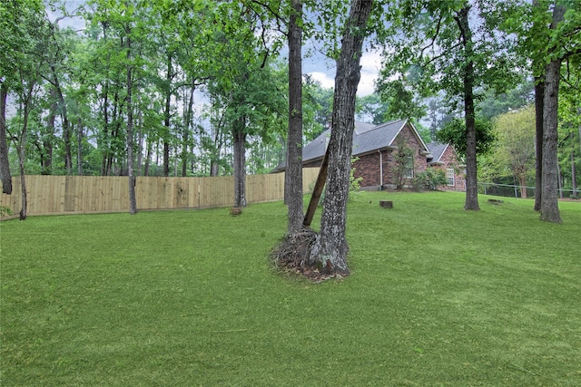 view of yard with a fenced backyard