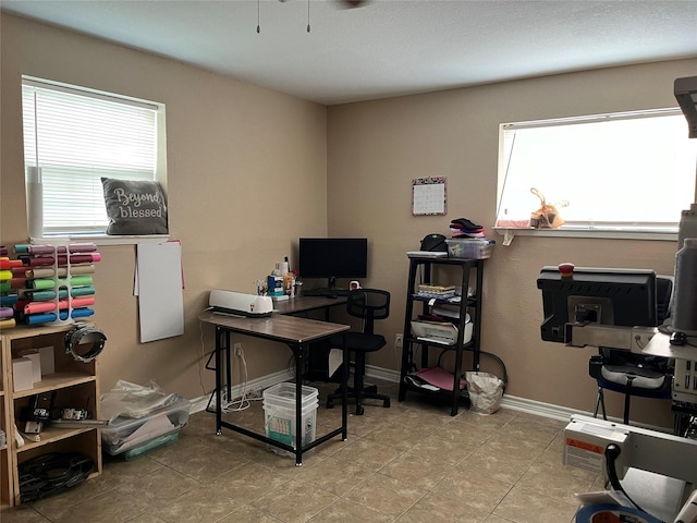 office area featuring light tile patterned floors
