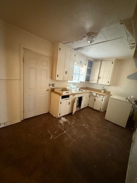 kitchen with white cabinetry