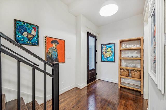 foyer entrance featuring dark hardwood / wood-style flooring