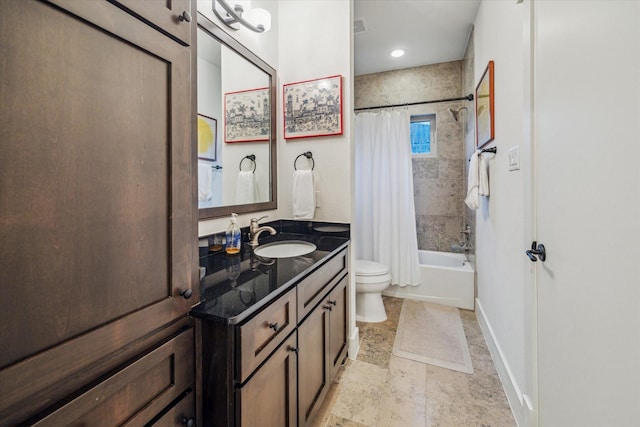 full bathroom with vanity, toilet, and shower / bath combo