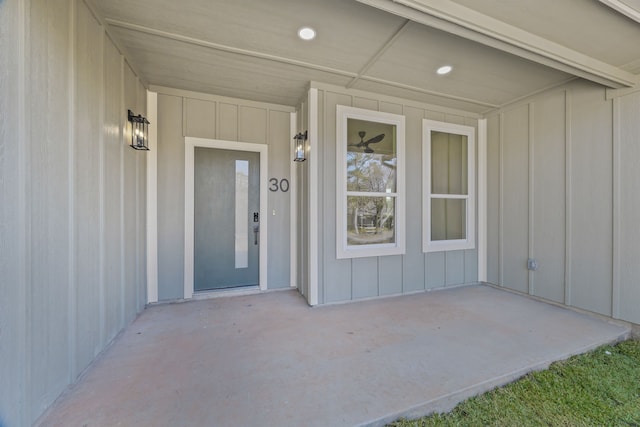 doorway to property featuring a patio area