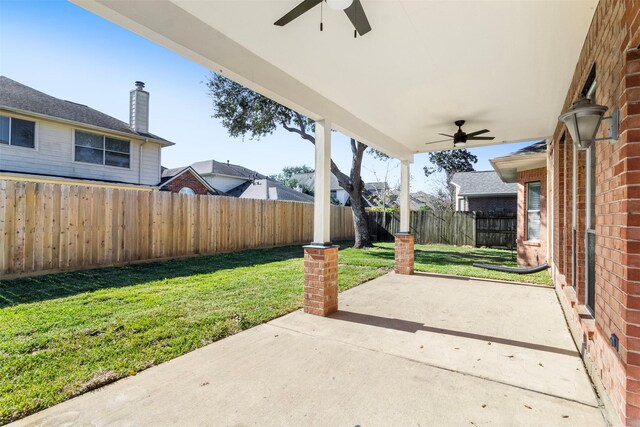 view of patio with ceiling fan