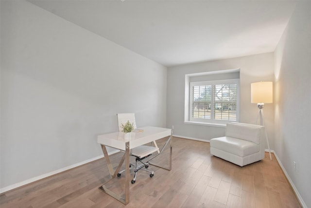 home office featuring light wood-type flooring