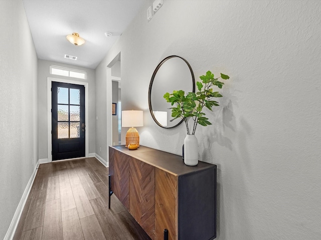 foyer with dark wood-type flooring