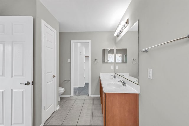 bathroom featuring tile patterned floors, toilet, and vanity