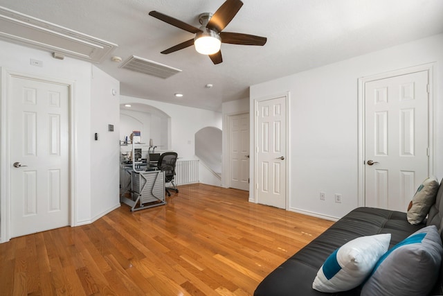 office space with hardwood / wood-style flooring