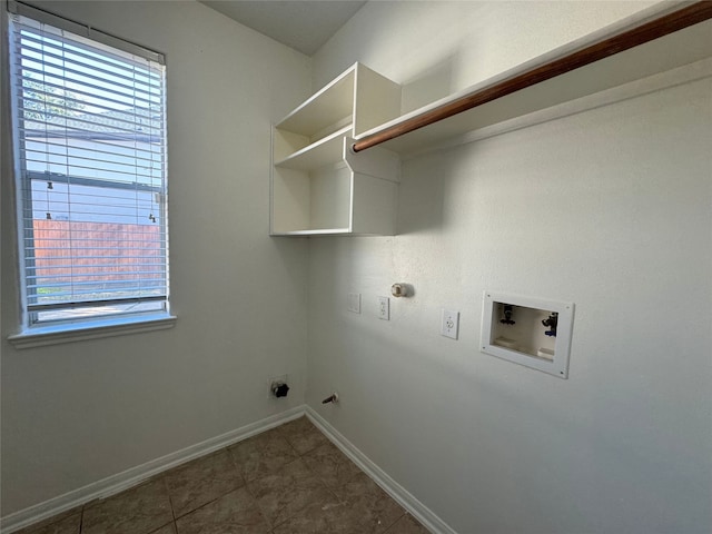 clothes washing area featuring hookup for a gas dryer, hookup for a washing machine, and hookup for an electric dryer