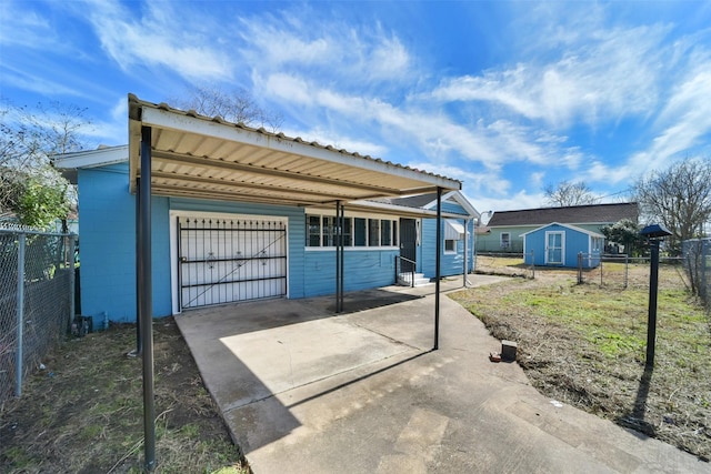 exterior space featuring a carport