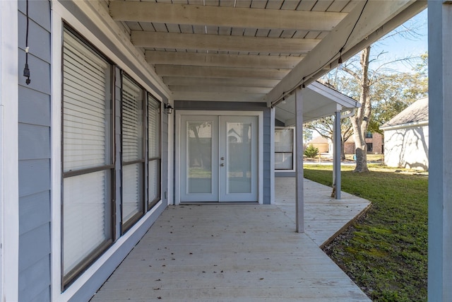 entrance to property featuring french doors