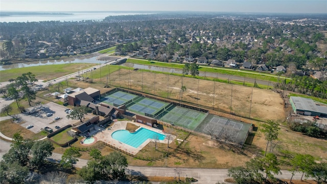 bird's eye view featuring a water view