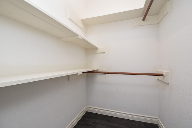 walk in closet with hardwood / wood-style floors