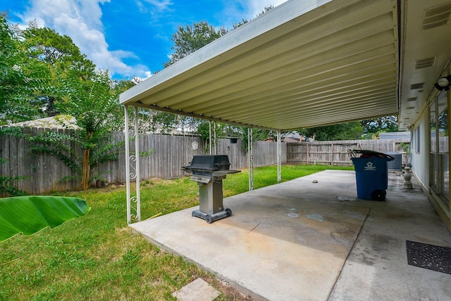 view of patio / terrace featuring grilling area and central AC unit