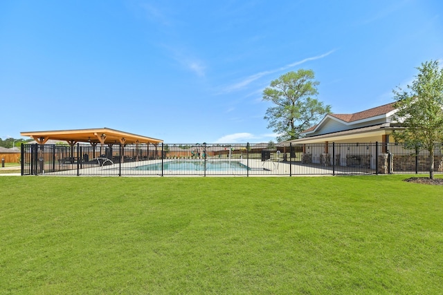 view of pool with a gazebo and a yard