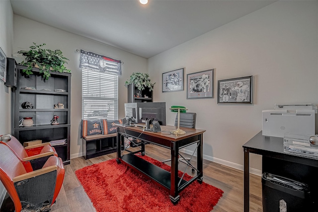 home office featuring light wood-type flooring