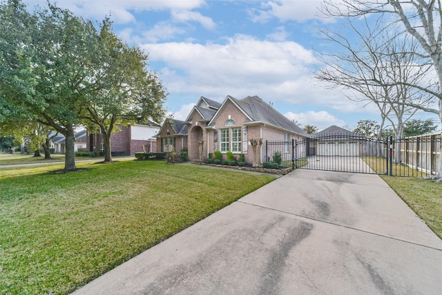 view of front of property featuring a front lawn