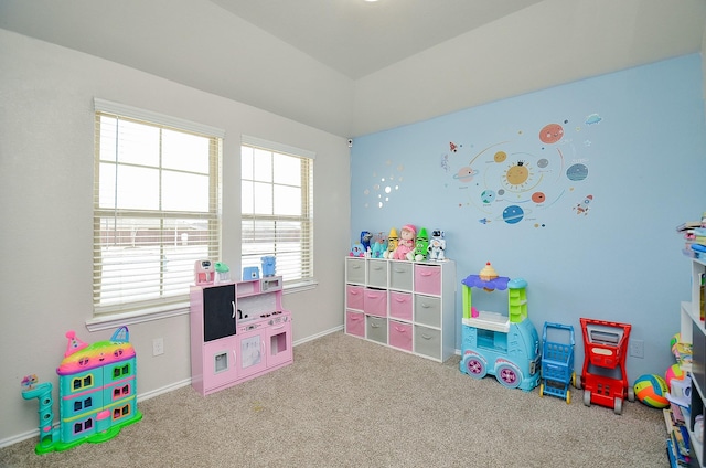 recreation room with carpet