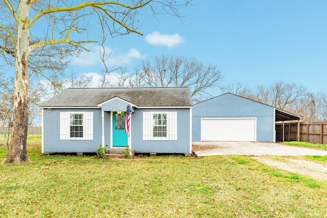 ranch-style house with a front lawn