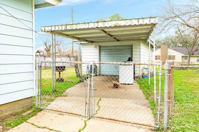 view of outdoor structure with a lawn