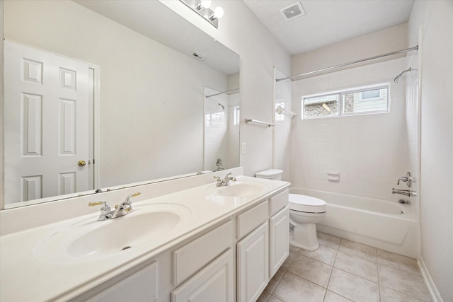 bathroom featuring tile patterned flooring, visible vents, a sink, and toilet