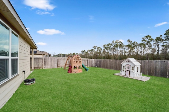 view of yard featuring a playground