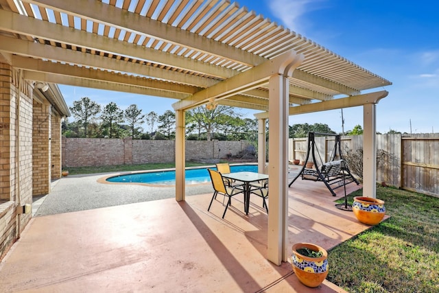 view of swimming pool with a pergola and a patio area