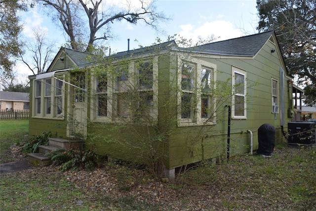 view of home's exterior featuring central AC