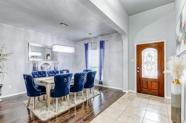 dining area featuring light hardwood / wood-style floors