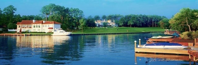 view of dock featuring a water view