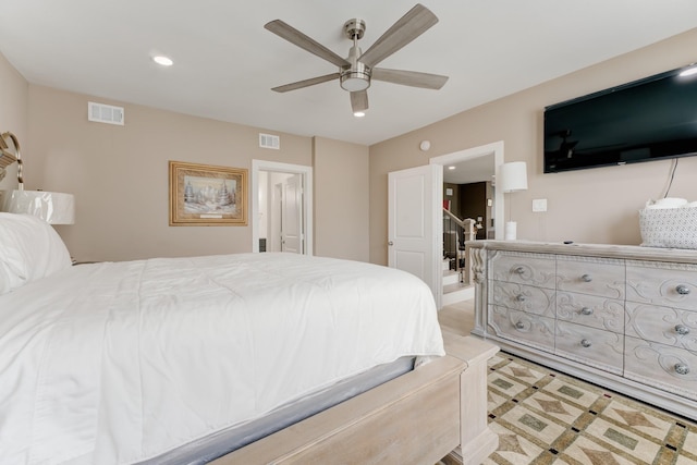 bedroom featuring ceiling fan