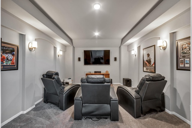 view of carpeted cinema room