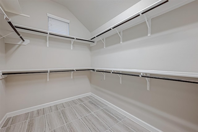 spacious closet with vaulted ceiling