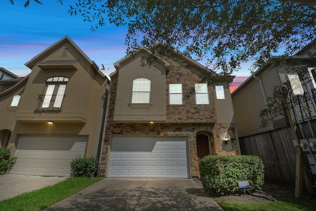 view of front of home with a garage