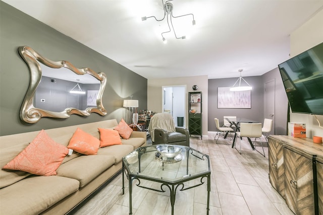 view of tiled living room