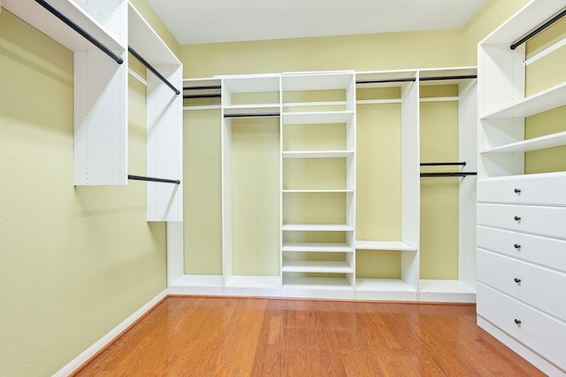 walk in closet with hardwood / wood-style flooring