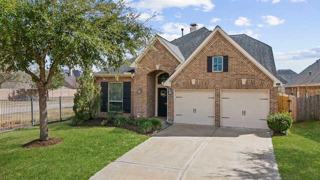 view of front of home with a garage and a front yard