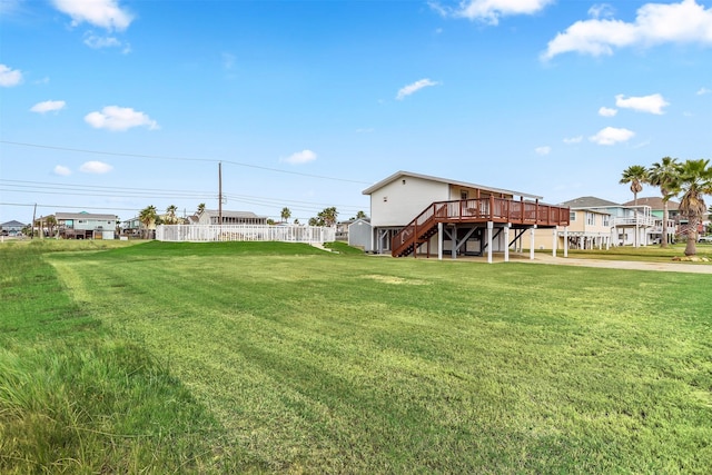 view of yard with a deck