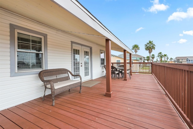 wooden deck with french doors