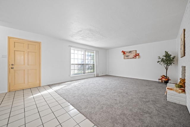 unfurnished living room featuring light colored carpet