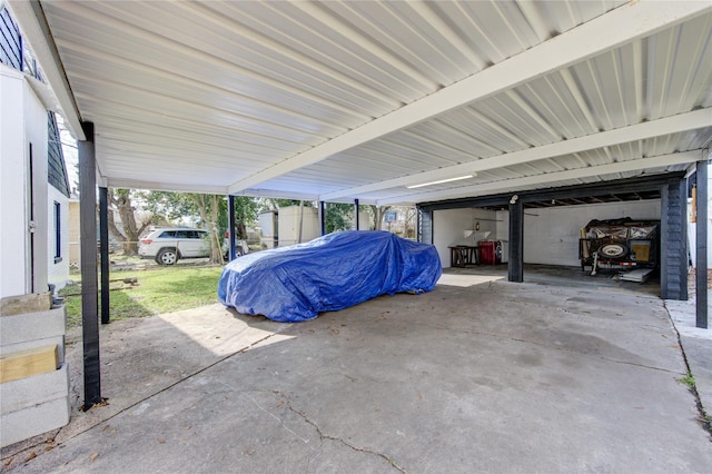 view of garage