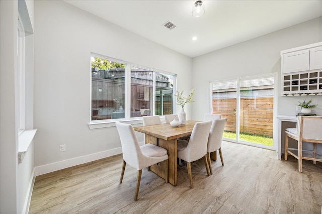 dining area featuring light hardwood / wood-style flooring