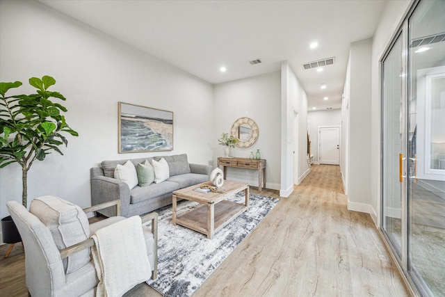 living room featuring light hardwood / wood-style flooring