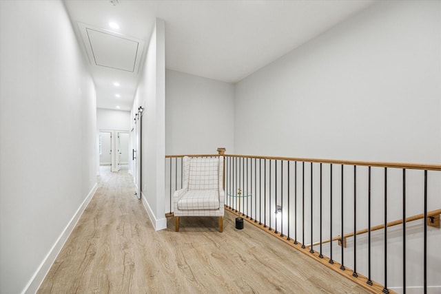 corridor featuring light wood-type flooring